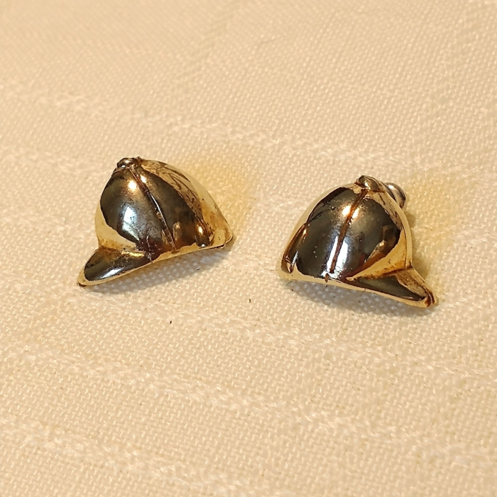 Goldtone Equestrian Cap Post Earrings